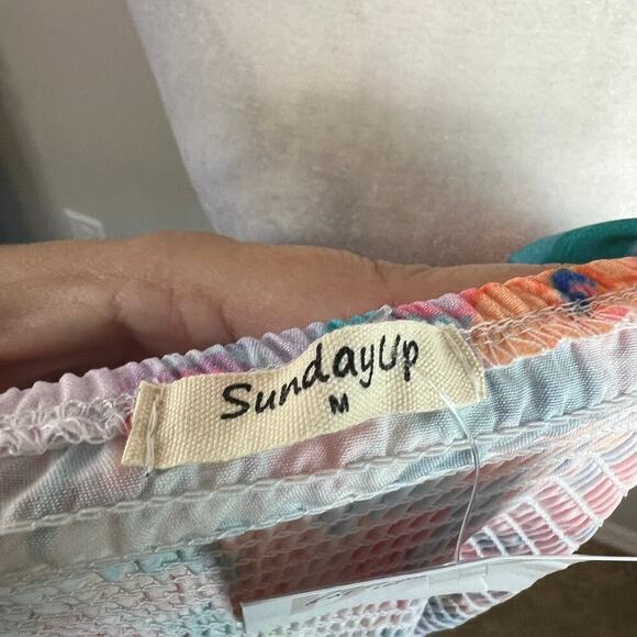 New Sunday Up Maxi Sundress Women's M Smocked Pink Floral Summer Dress Feminine - Picture 6 of 8